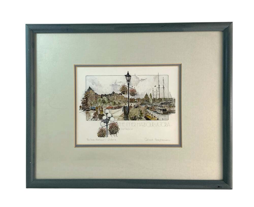 Vintage Gerard Paraghamian The Inner Harbour Victoria Canada Framed Art Print
